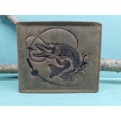 Pánska kožená peňaženka s motívom šťuka 1205