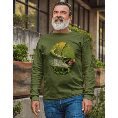 Pánske rybárske tričko s motívom šťuka