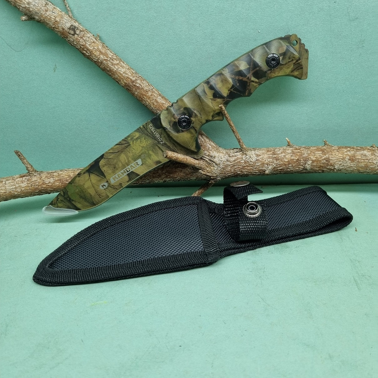 Poľovnícky nôž Kandar Listový vzor 23/11cm + puzdro – detail 1