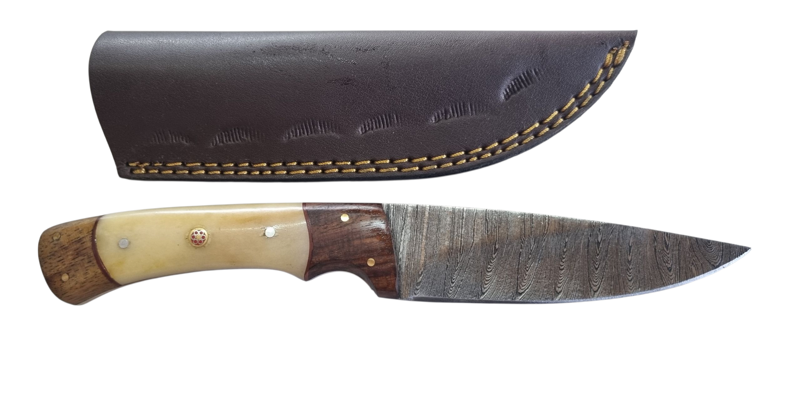 Poľovnícky nôž s damaškovou čepeľou 23/11cm + puzdro – detail 1