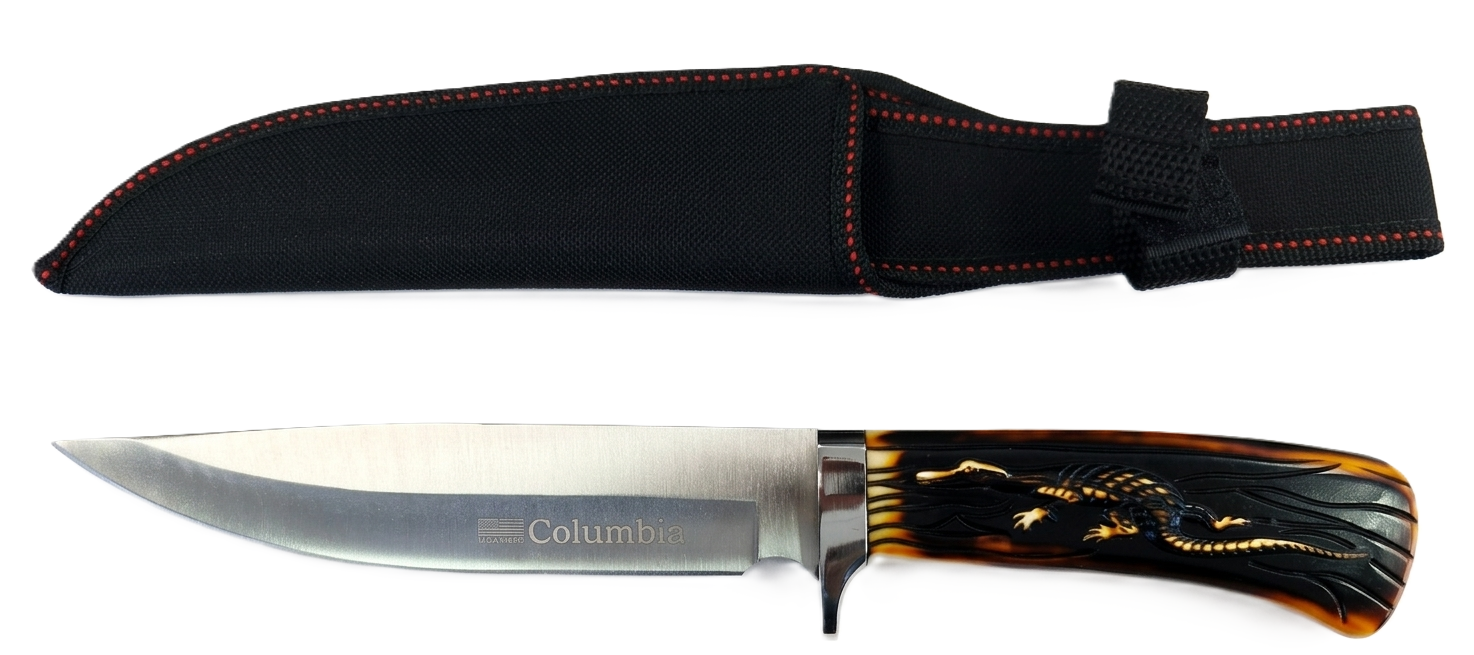 Columbia poľovnícky nôž s motívom 29/16cm + puzdro – detail 1