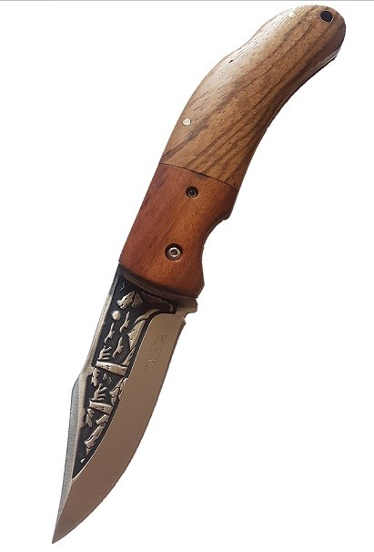 Zatvárací vreckový nôž motív vlk +puzdro 20,5cm/8,5cm – detail 1