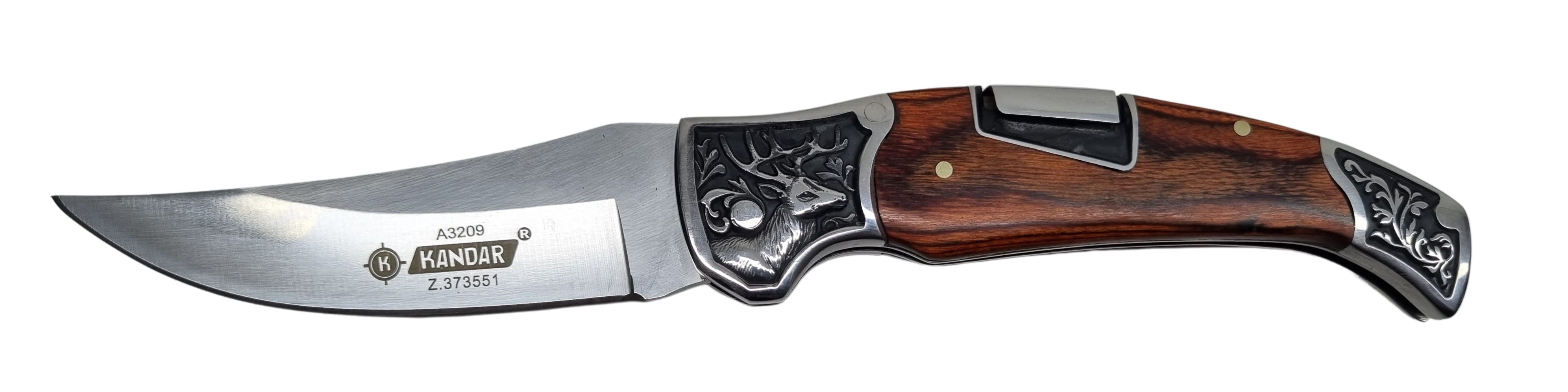 Kandar poľovnícky vreckový nôž motív jeleň +klip 23cm/10cm – detail 1