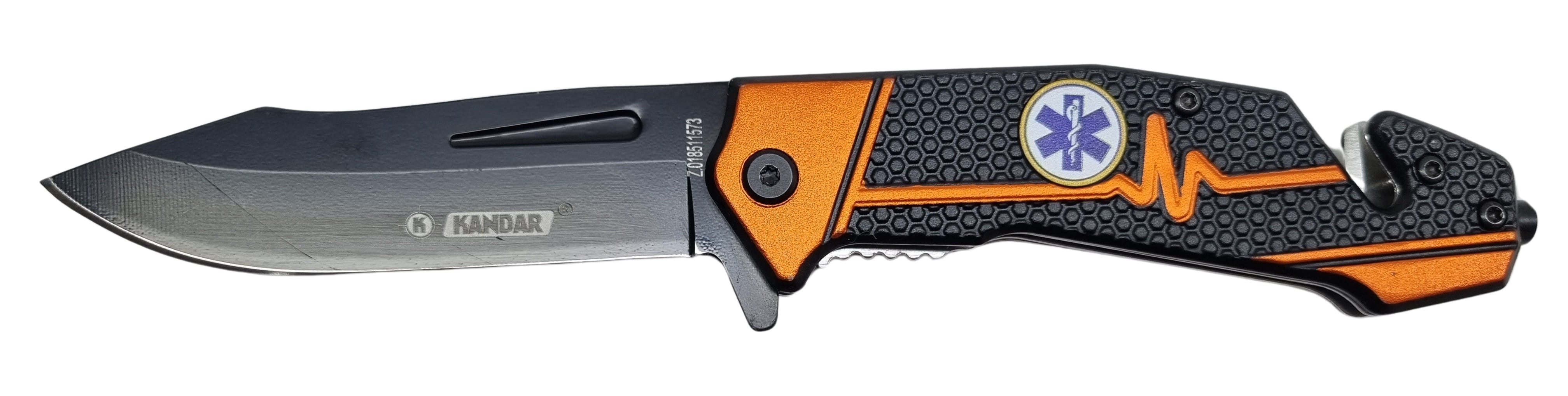Kandar vreckový zatvárací nôž záchranársky znak +klip 22cm/9,5cm – detail 1